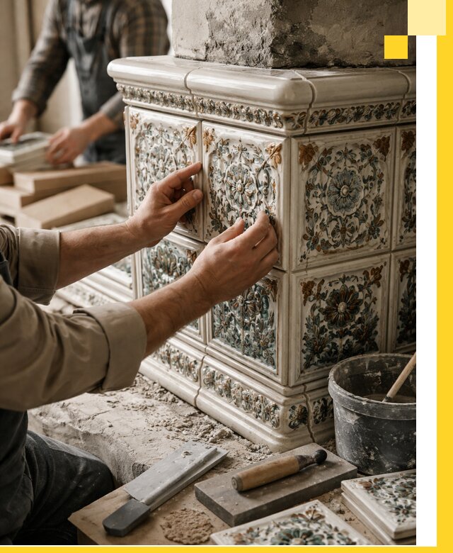 Изразцовые камины под ключ в Нальчике: проект и монтаж