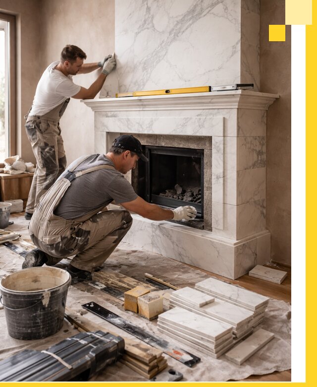 Отделка каминов в Нальчике качественные облицовочные работы