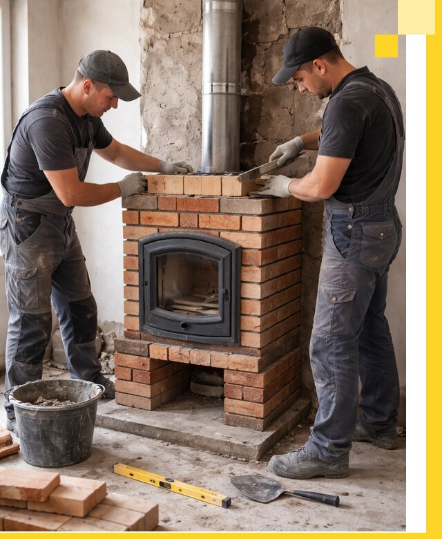 Монтаж печи камина под ключ в Нальчике с гарантией и пусконаладкой