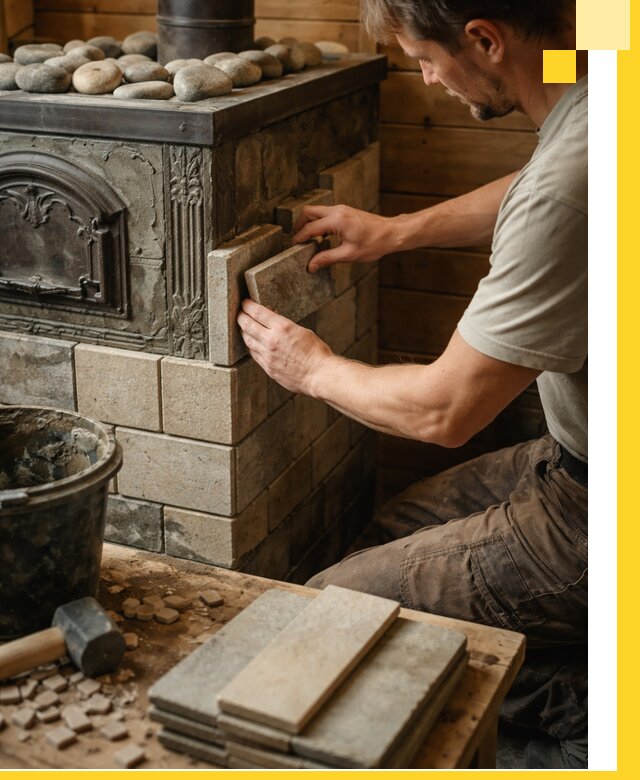 Облицовка банных печей в Нальчике профессиональная отделка