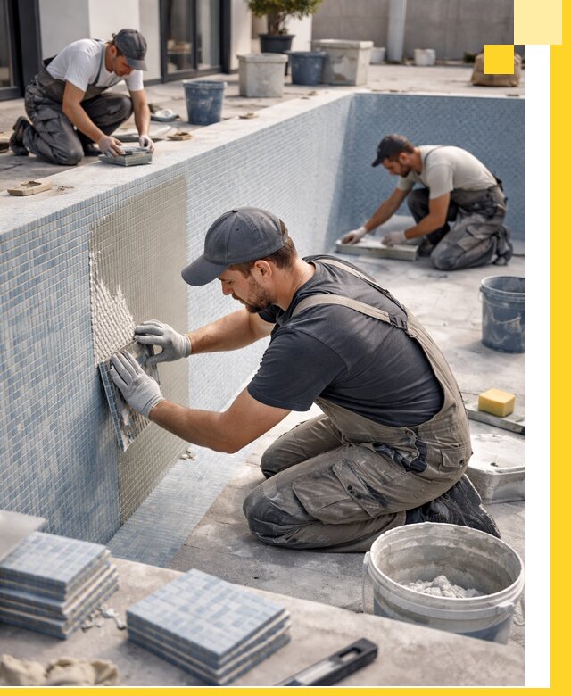 Облицовка бассейнов в Нальчике плитка мозаика гидроизоляция