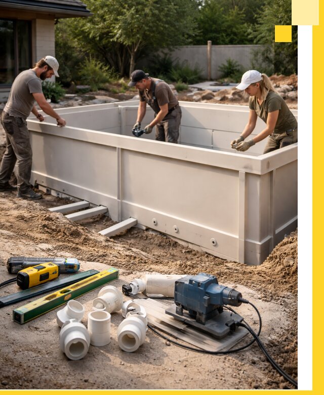 Установка полипропиленовых бассейнов под ключ в Нальчике