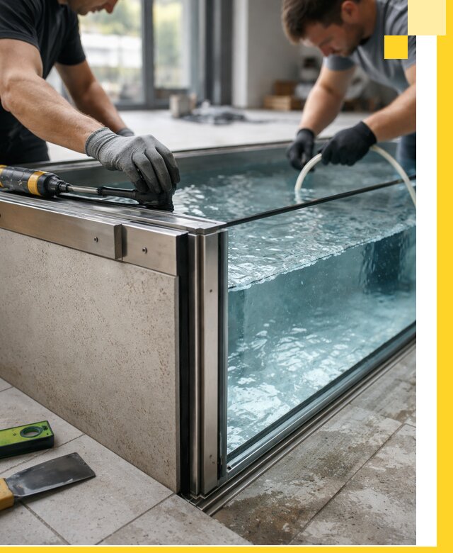 Проектирование и монтаж стеклянных бассейнов в Нальчике