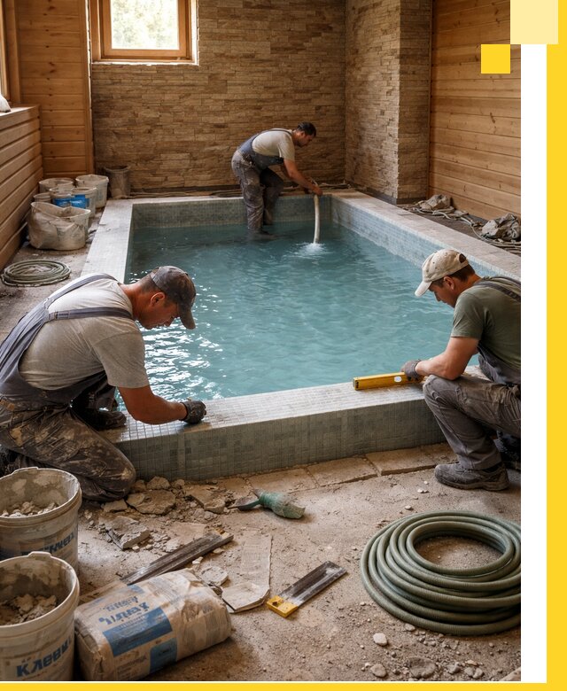 Проектирование и строительство бассейнов для бани в Нальчике