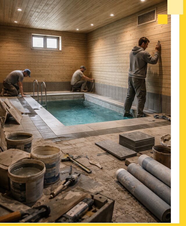 Строительство бани с бассейном и сауной под ключ в Нальчике