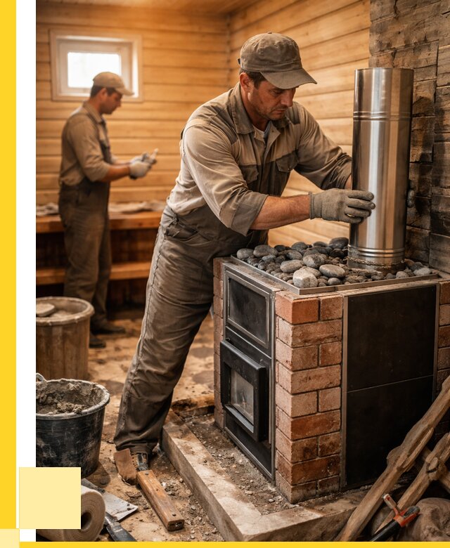 Монтаж печи в бане под ключ в Нальчике от 20726 р. | ЭриданНль