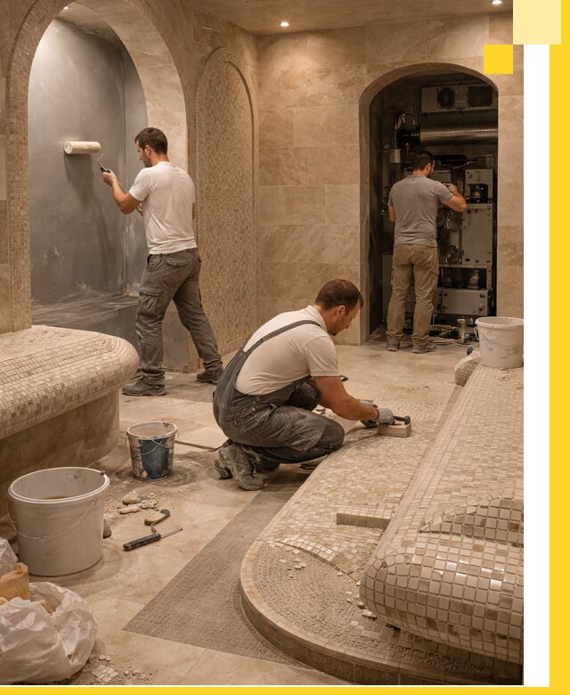 Строительство бани с хамамом и бассейном под ключ в Нальчике