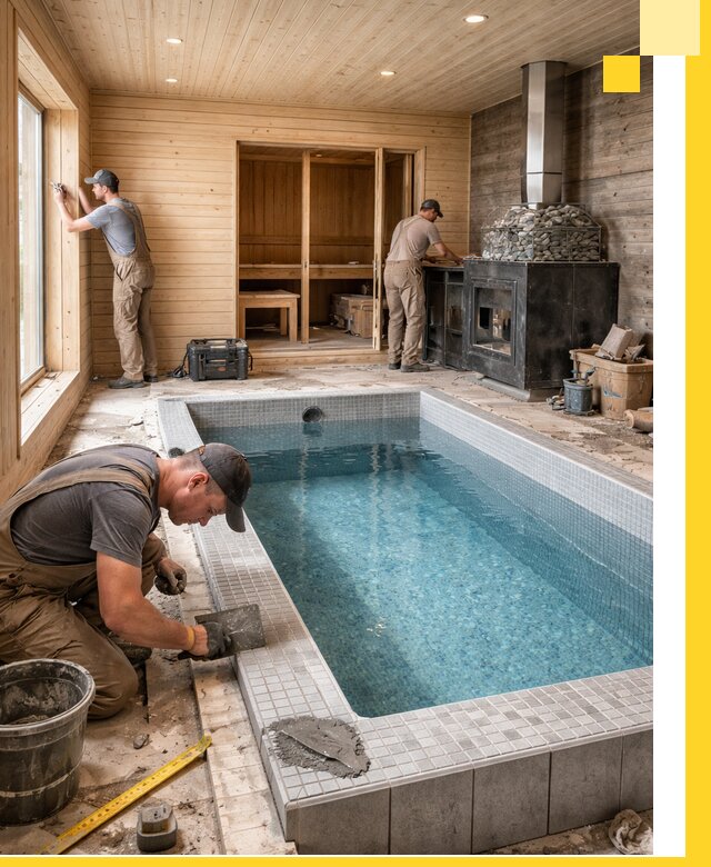 Проект бани с бассейном и сауной в Нальчике под ключ