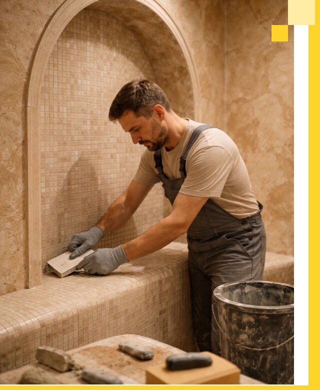 Профессиональная отделка хамамов с мозаикой под ключ в Нальчике