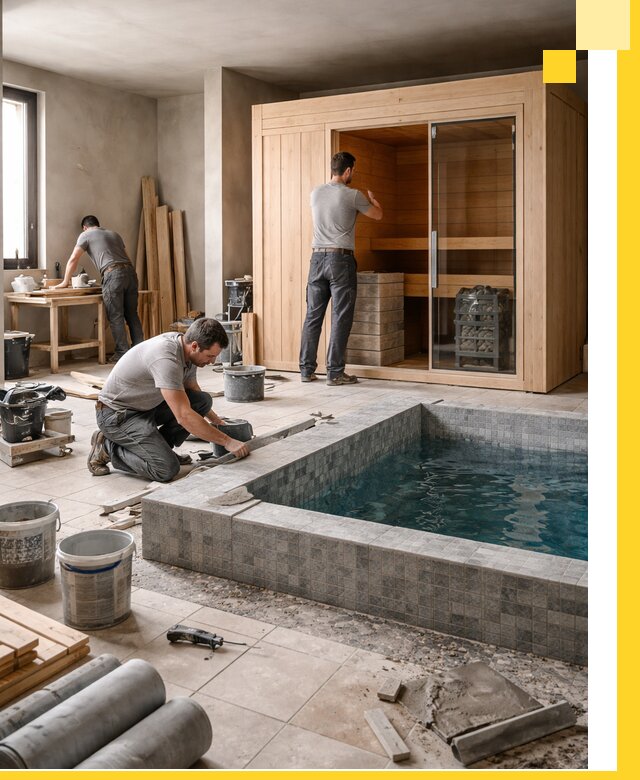 SPA зоны под ключ с бассейном сауной и печью в Нальчике